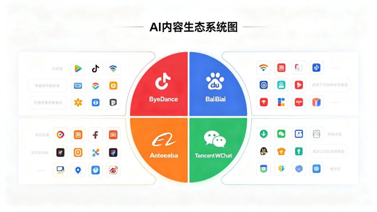 AI平台信源生态图解：字节百度阿里微信四大阵营怎么投