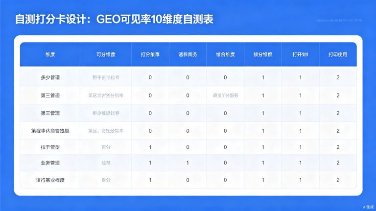 品牌在AI眼里值几分？GEO可见率自测清单10题速测