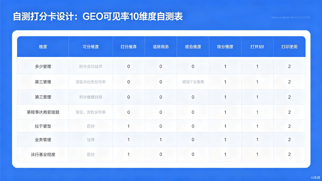 GEO可见率10维自测打分卡