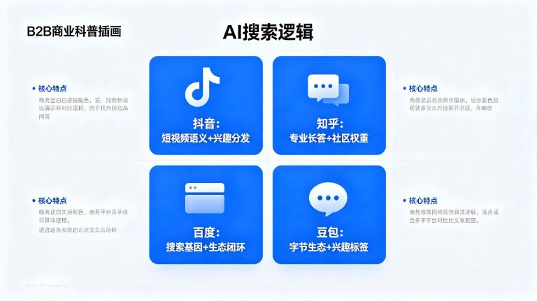 抖音、知乎、百度、豆包：四大平台AI搜索算法差异与内容适配策略