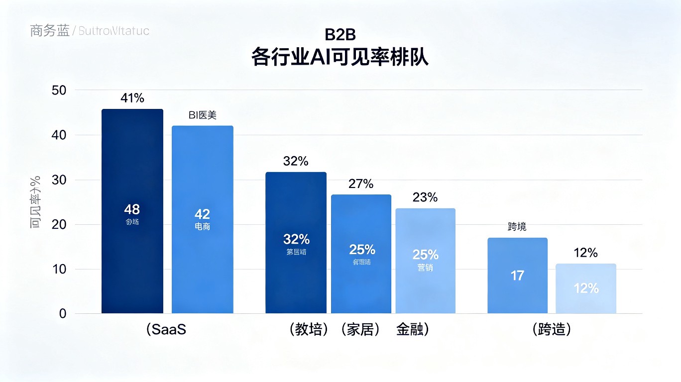 各行业AI可见率梯队