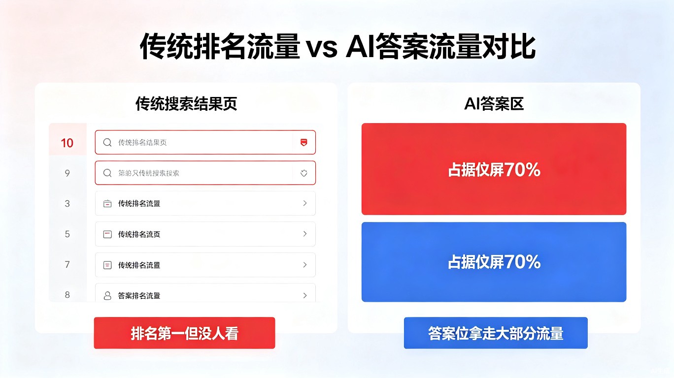 排名流量vsAI答案流量对比